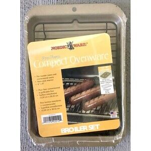 Nordic Ware Compact Ovenware Grill & Bake Broiler Crisper Tray Set Camping 2 Pce